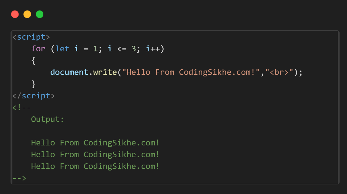 For Loop In JavaScript